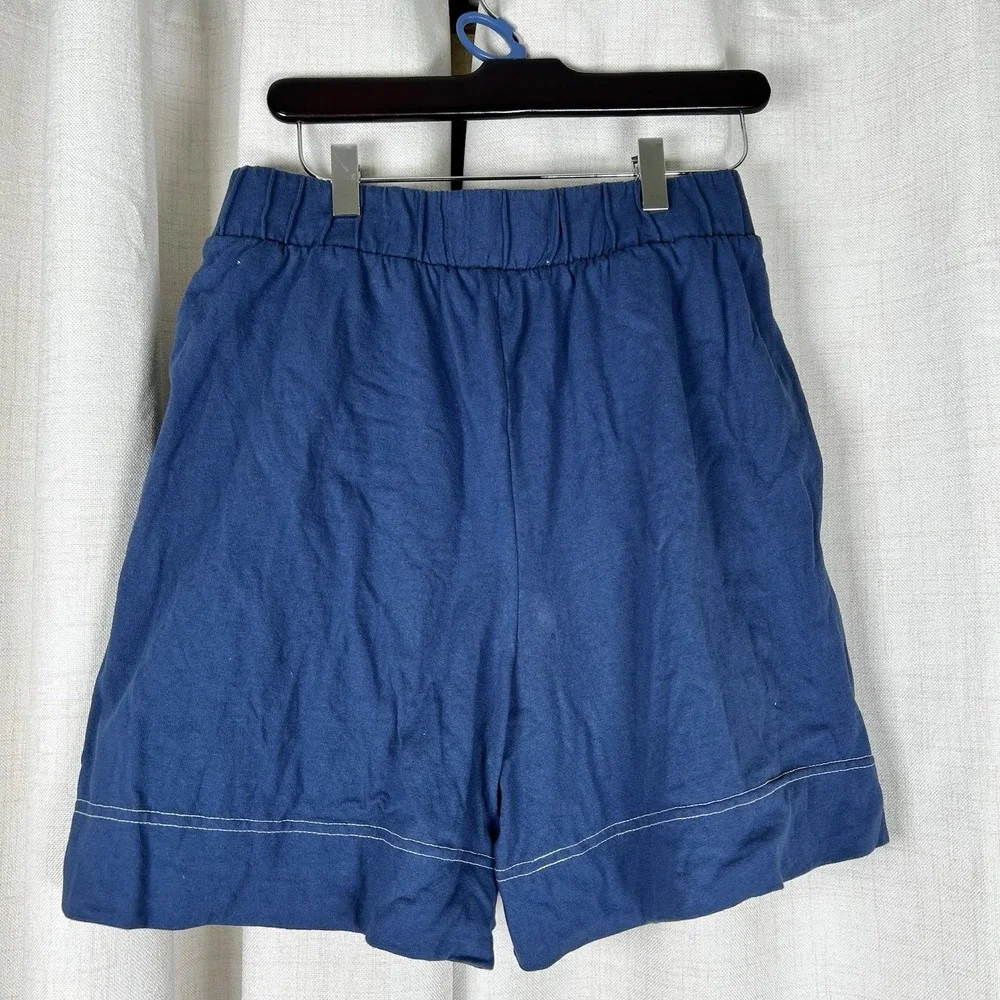 Free People Beach Strata Mom Shorts Cotton Navy Blue Small Pull On Comfort Beach